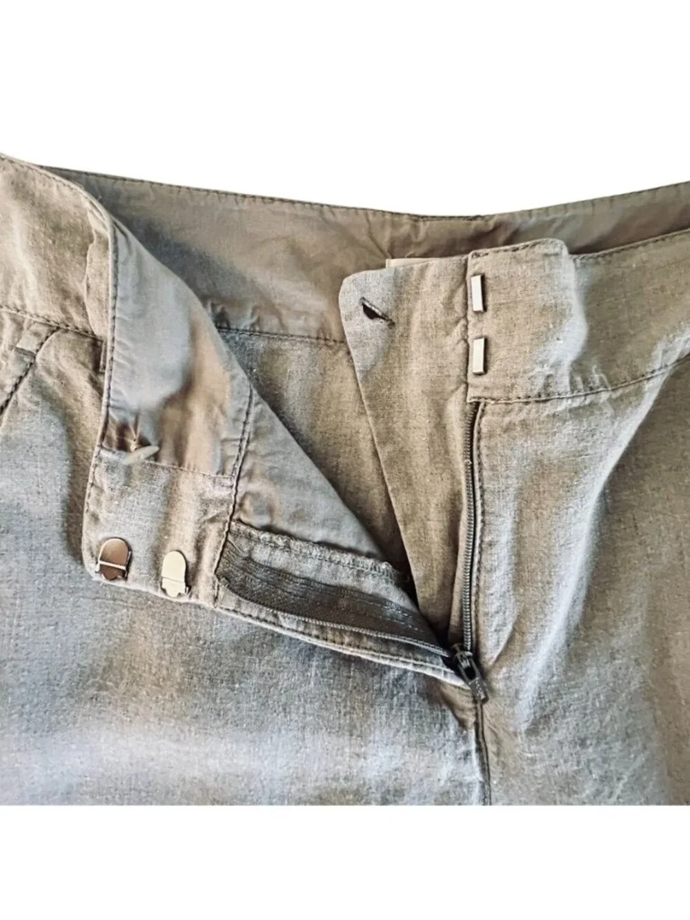 Eileen Fisher XL Tan Linen Barrel Leg Pants Cropped Relaxed Lagenlook Coastal